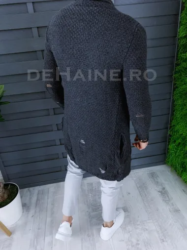 Cardigan barbati gri inchis slim fit ZR T3557 P18-1.3